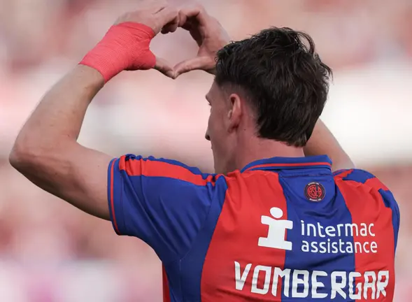 Andrés Vombergar marcó el gol del triunfo de San Lorenzo ante Talleres.