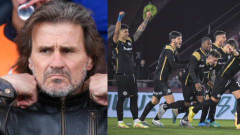 Ins&uacute;a y los jugadores de San Lorenzo tras ganar en Copa Argentina