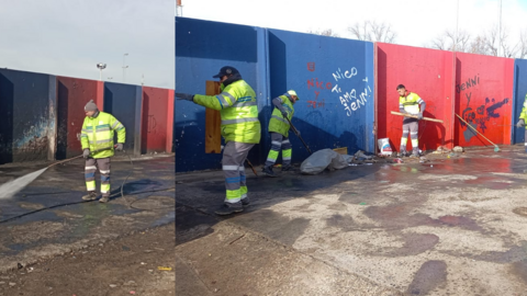 Limpieza en el Bidegain antes del San Lorenzo vs Belgrano