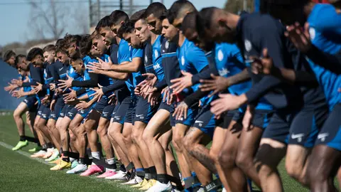 San Lorenzo entrenando para el partido ante Huracán
