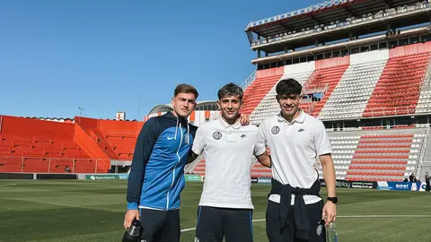 Los jugadores de San Lorenzo reconocieron el campo de juego de Unión.