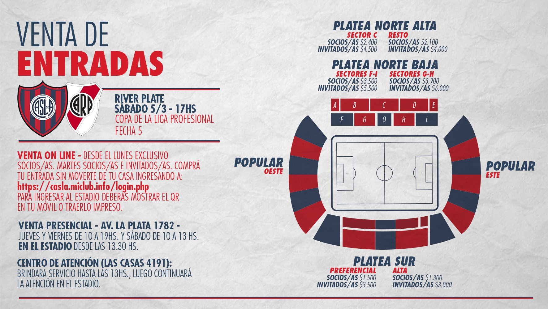 Entradas en venta para San Lorenzo - River