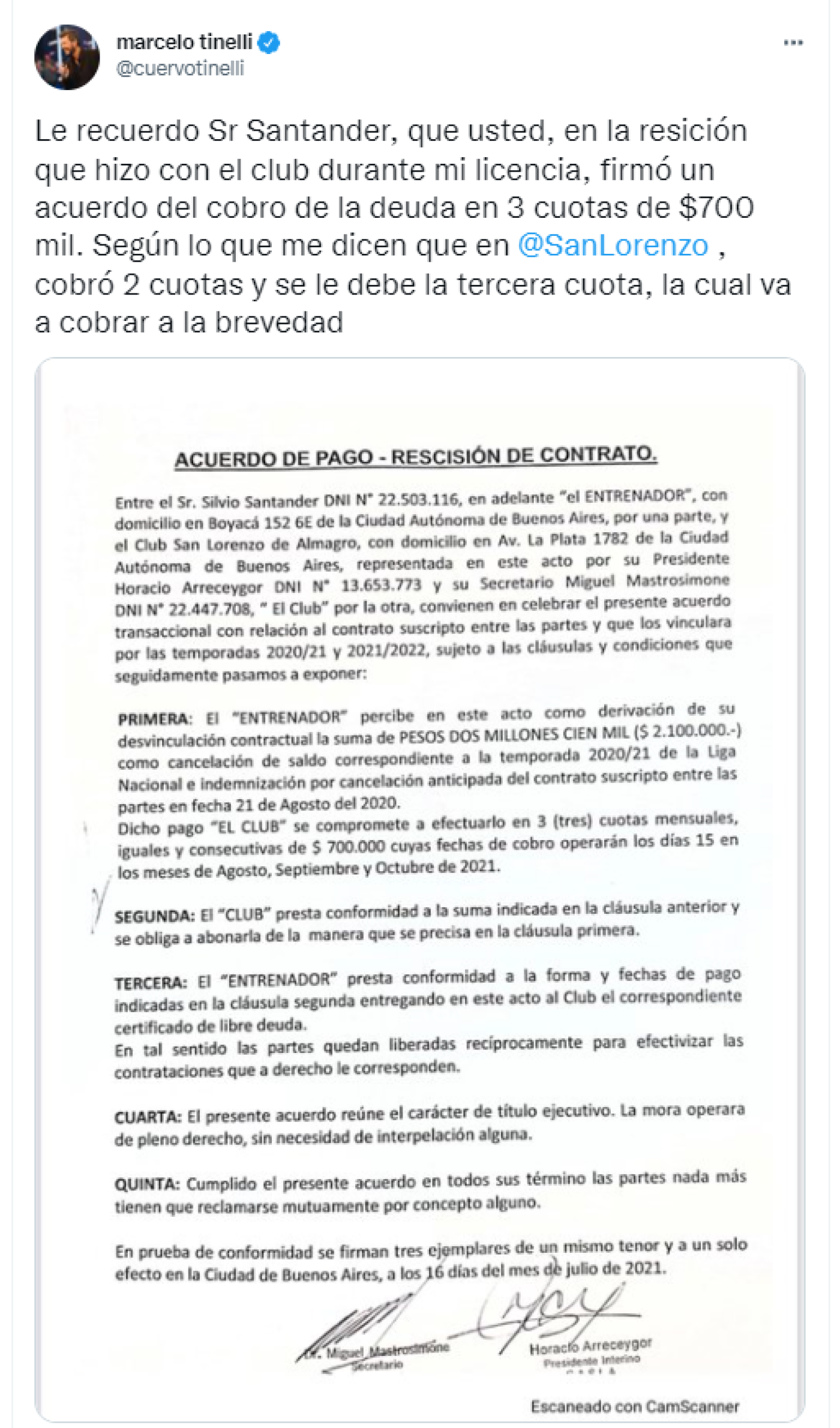 Cuervo Tinelli respuesta 1
