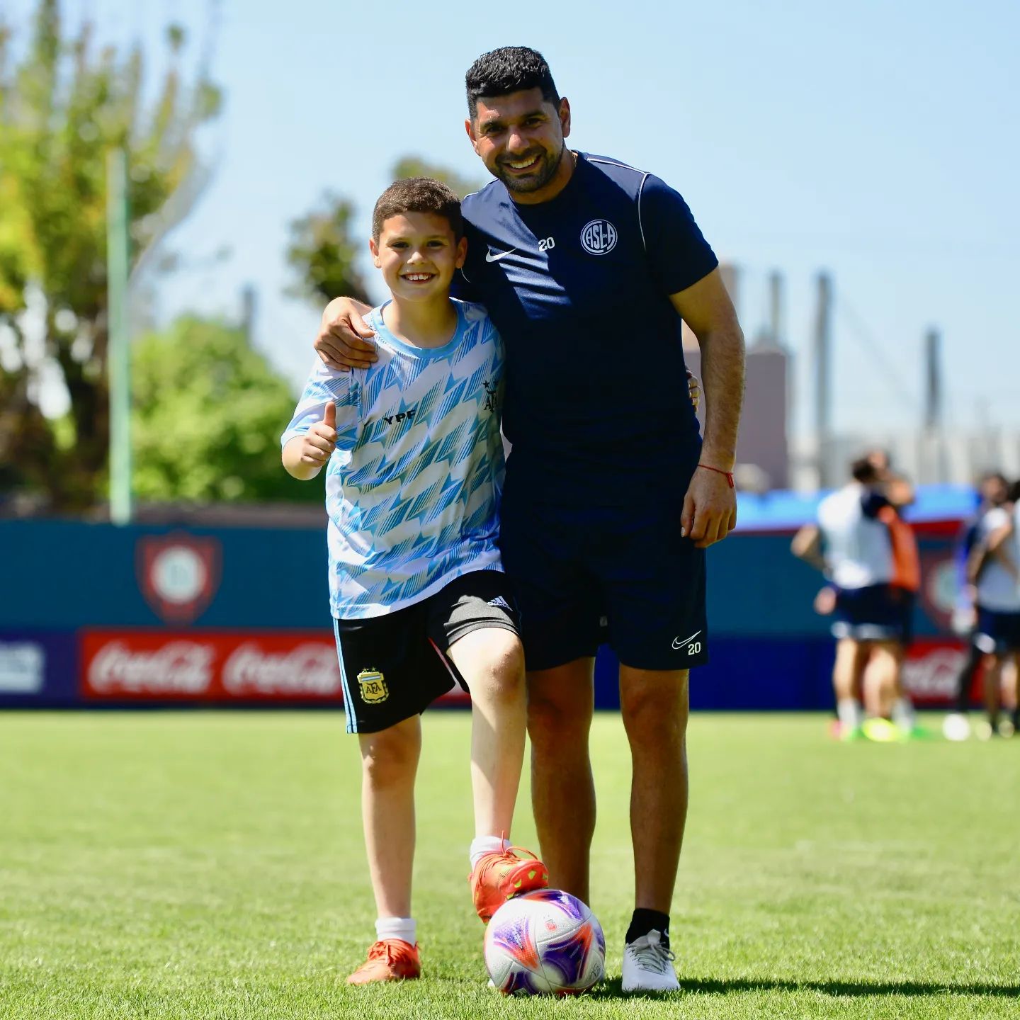 Néstor y Fede Ortigoza en la práctica de San Lorenzo