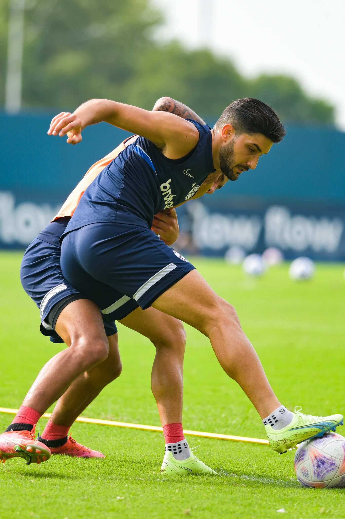 Blandi en el entrenamiento de hoy de San Lorenzo, donde fue titular