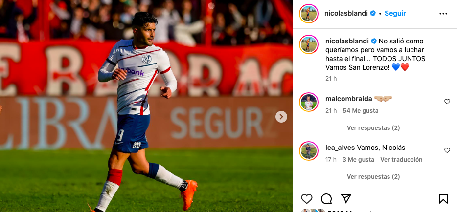 Nicolás Blandi en redes