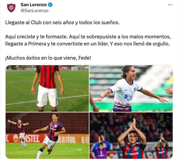La despedida de San Lorenzo a Federico Gattoni