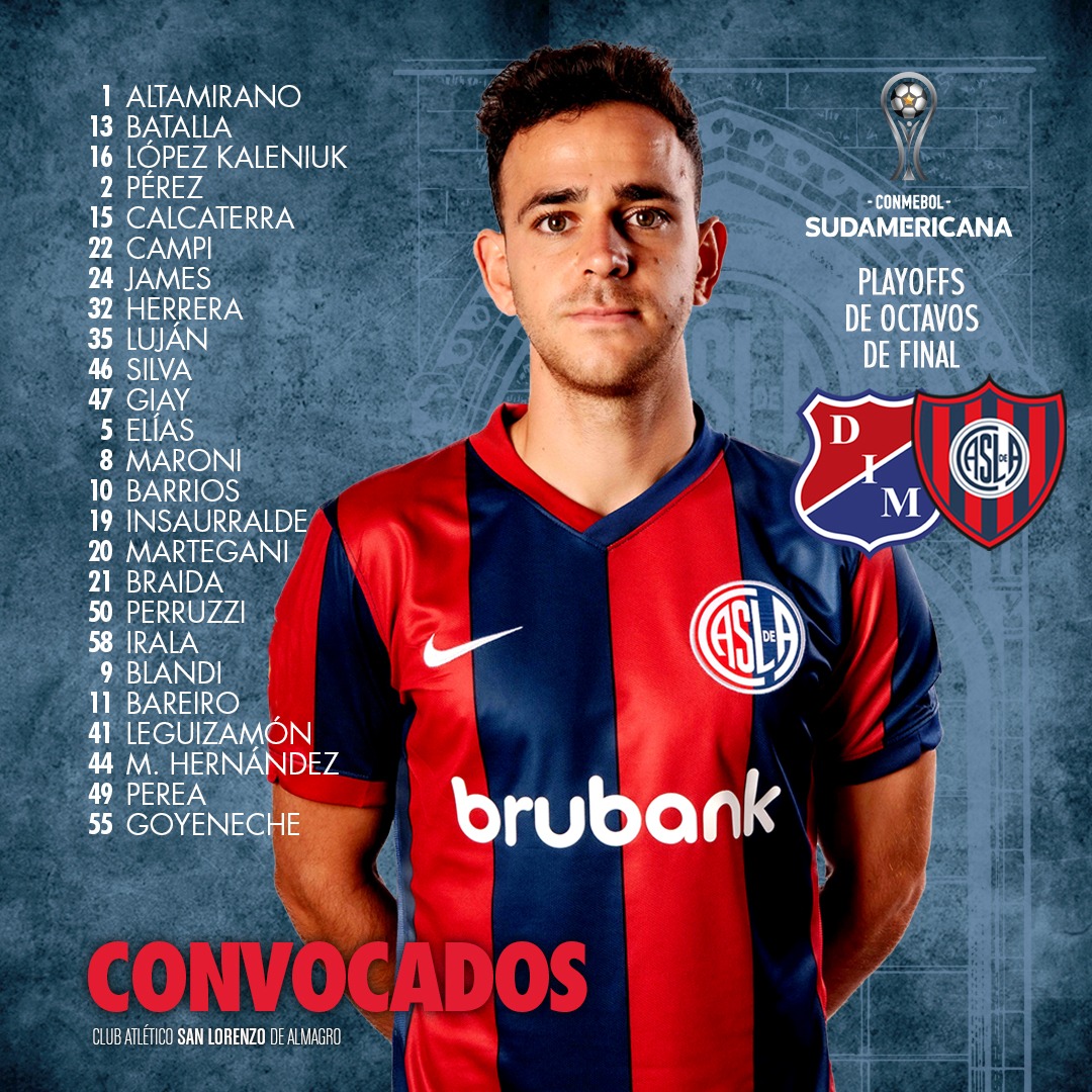 Convocados de San Lorenzo vs DIM, por Copa Sudamericana