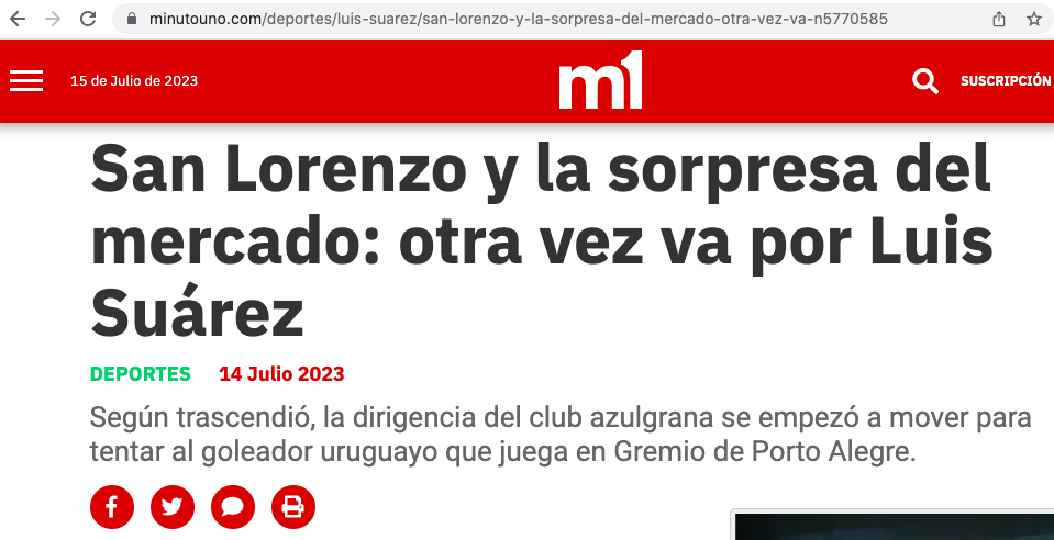 ¿Luis Suárez a San Lorenzo?