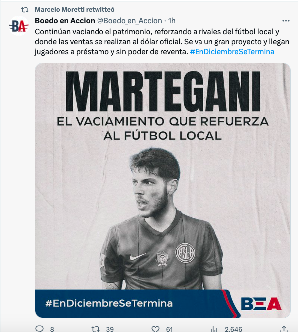 Boedo en Acción sobre Martegani