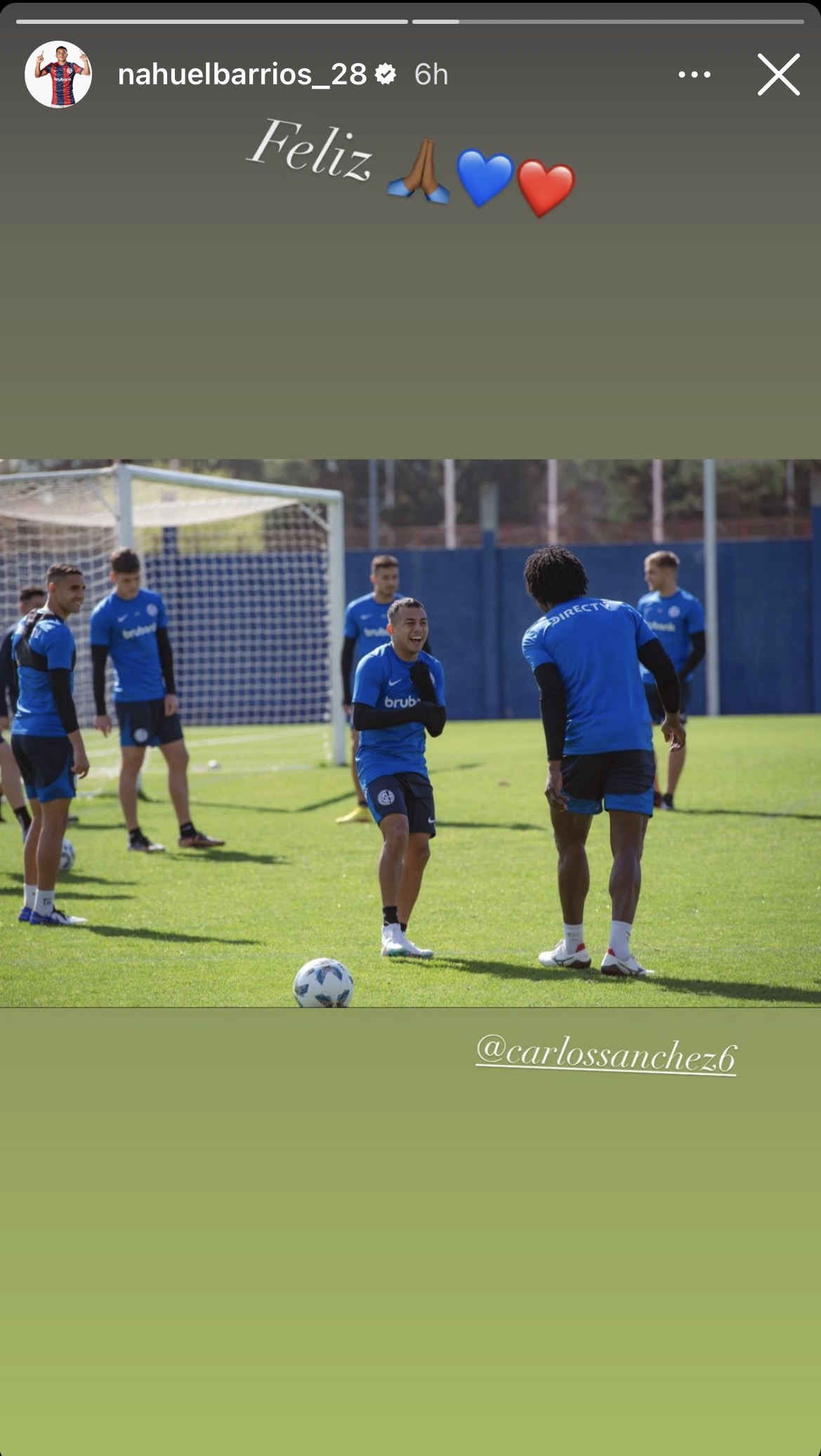 Perrito Barrios en el entrenamiento de San Lorenzo