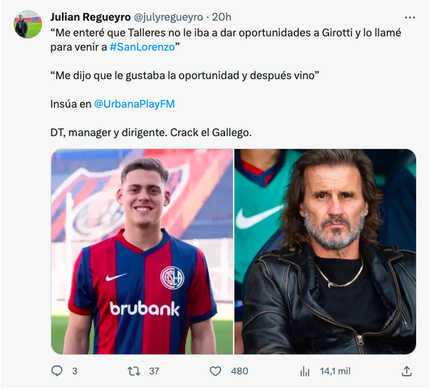 Insúa y su declaración en San Lorenzo