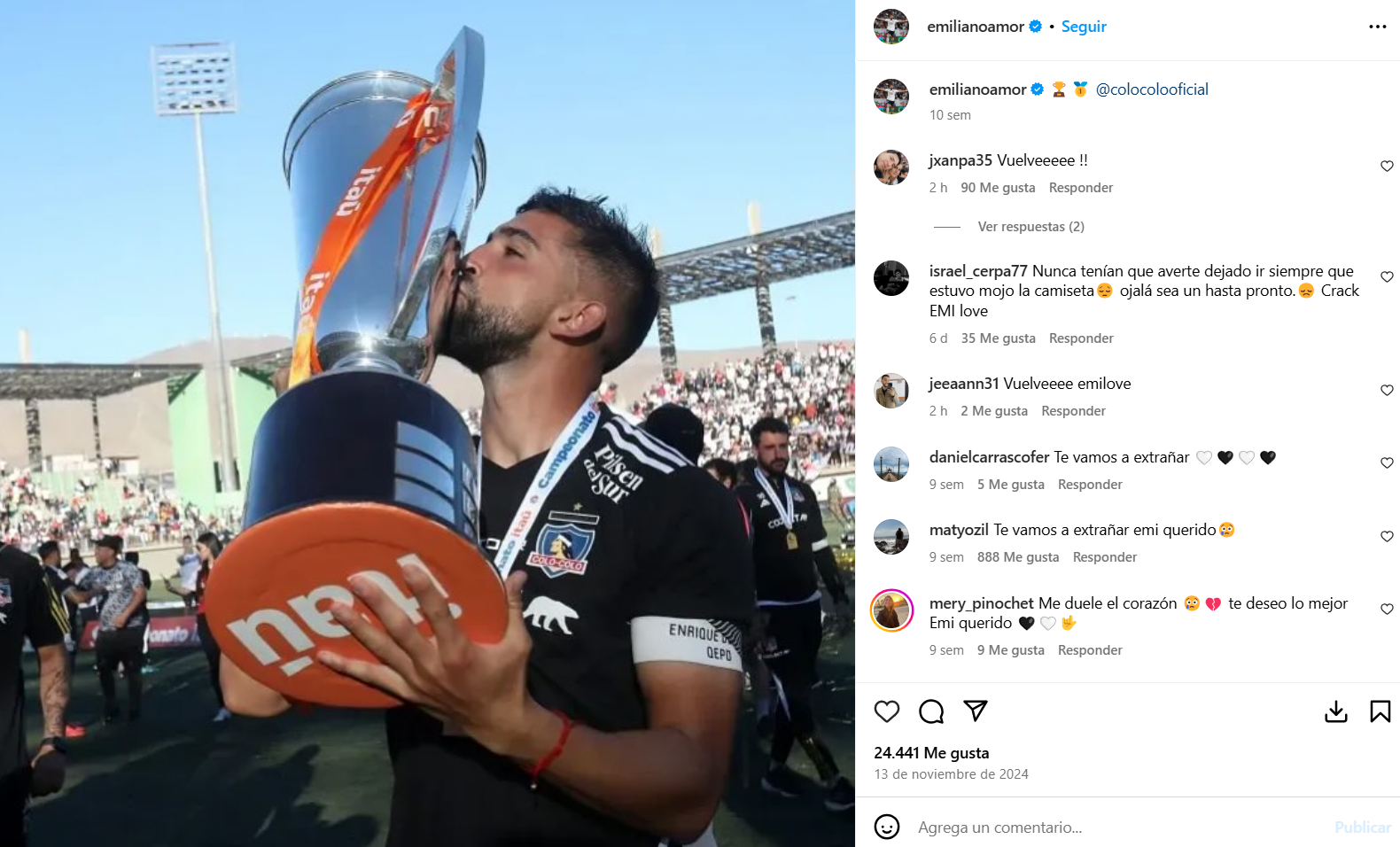 Los hinchas de Colo Colo piden por el regreso de Emiliano Amor. ¿Se va?